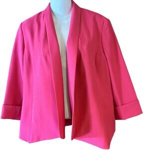 Kasper Women’s Size 8 Hot Pink 3/4 Rolled Sleeve Cropped Jacket